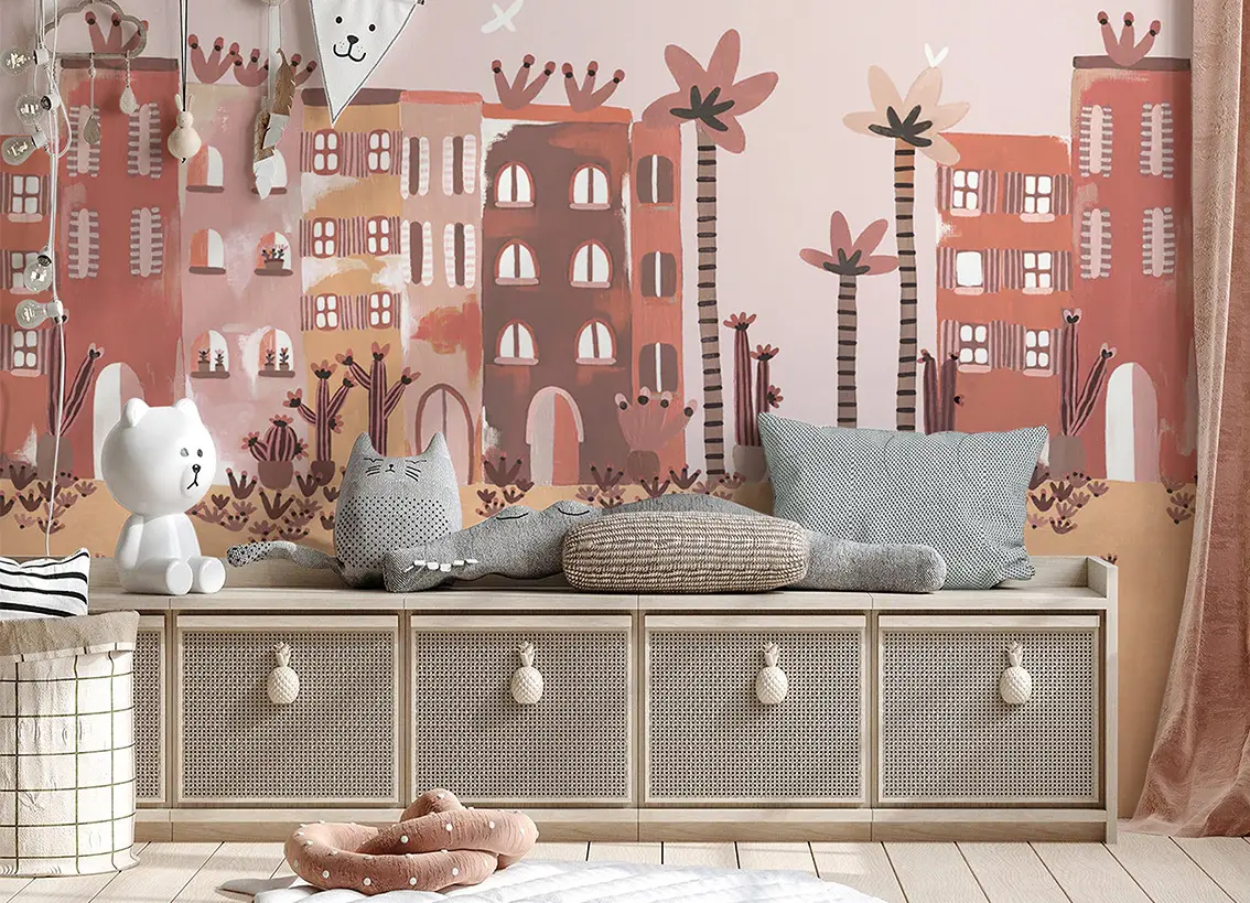 kids fun city mural wallpaper